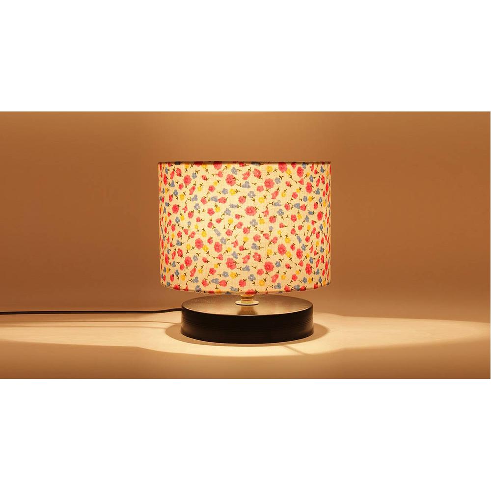 Donnie Multicolour Fabric Shade Table Lamp with Black Iron Base