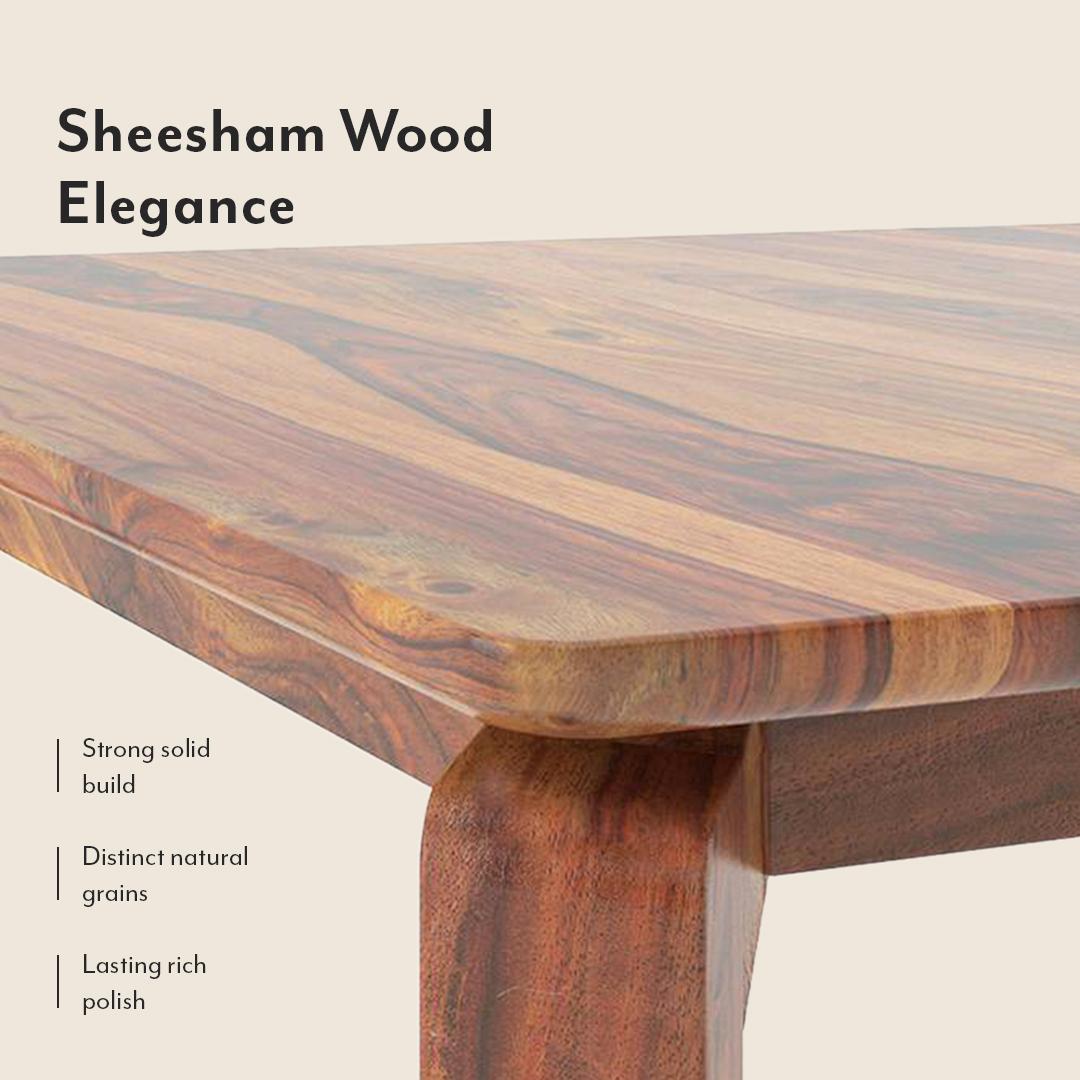 Catria - Kerry 4 Seater Dining Table Set (Colour- Wheat Brown , Finish- Teak)