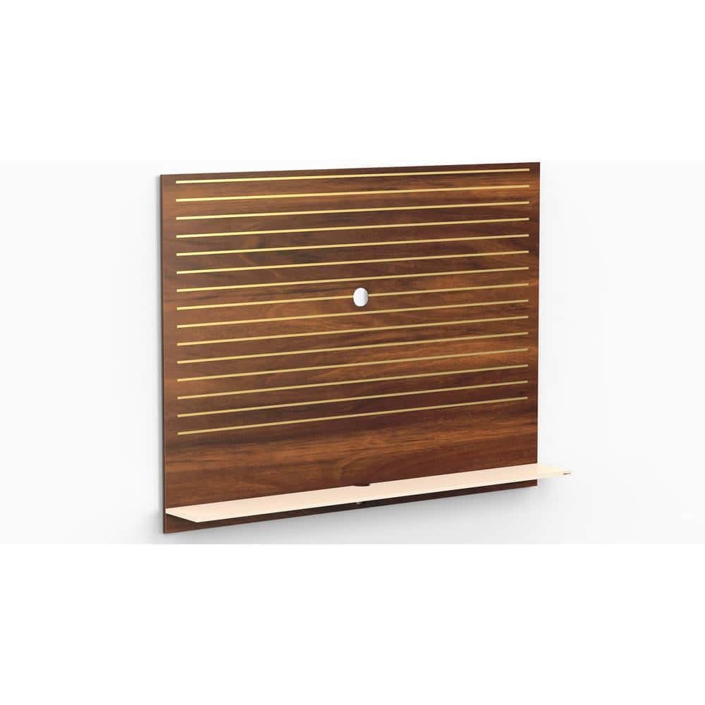 Reyloye Large Engineering Wood Wall Mount TV Entertainment Unit Set Top Box Stand/TV Cabinet with Shelves for Books & Decor Display Unit Bed Living Room Upto 60 Inches (Brown Maple & Beige)