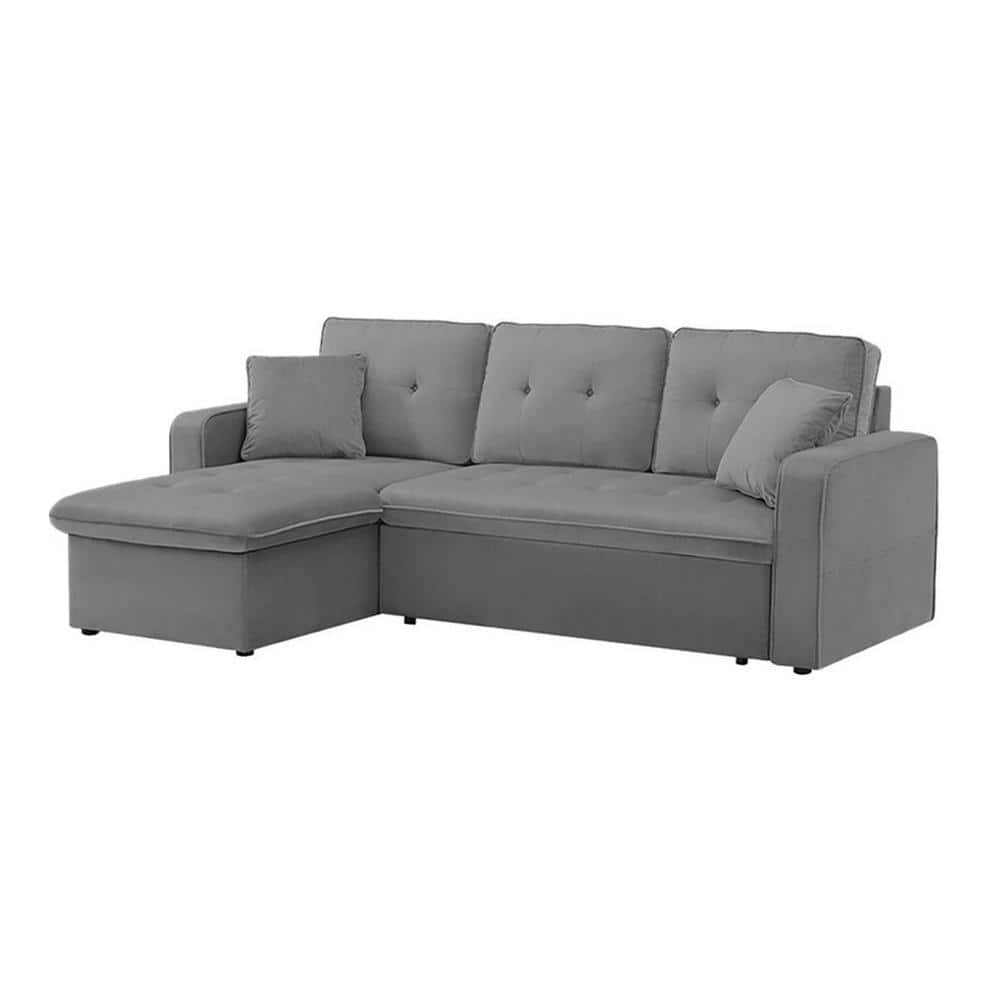 William Solid Wood Sofa cum Bed in Grey