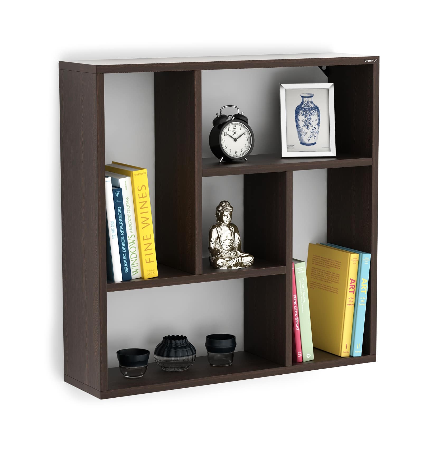 BLUEWUD Javies Engineered Wood Multipurpose Wall Decor Shelf, Display Rack (Wenge)