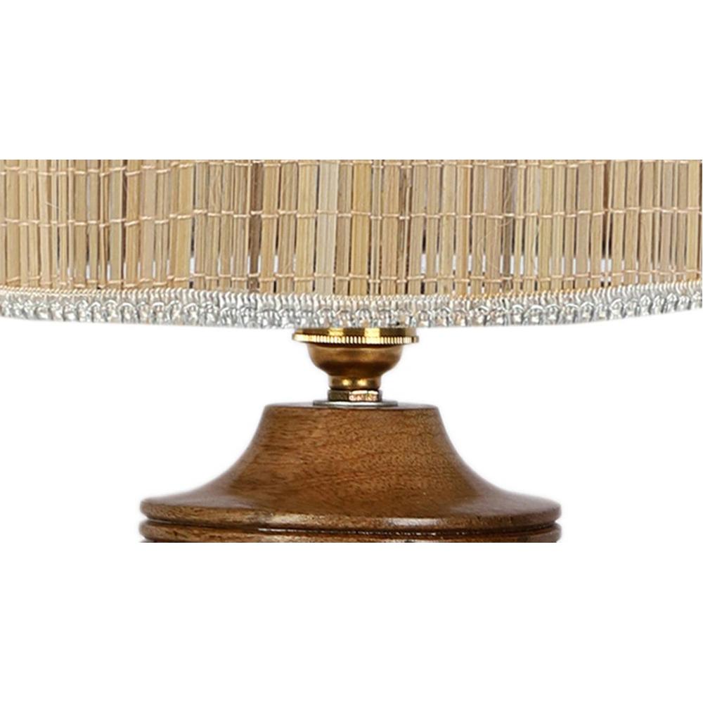 Alaina Round Bamboo Table lamp with Natural Wood Base