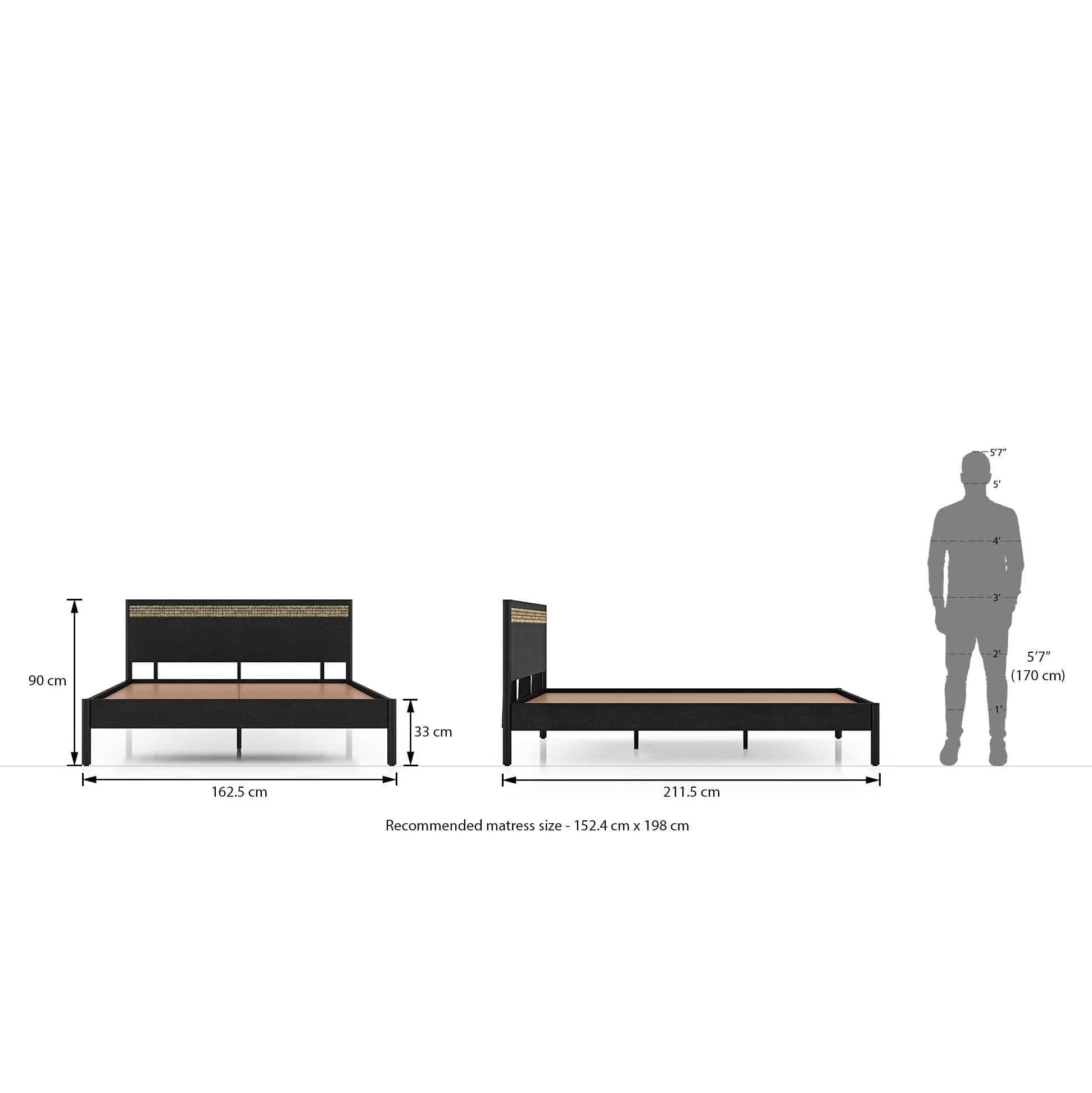 Gaku Solid Wood Queen Size Bed In Semi Gloss Finish