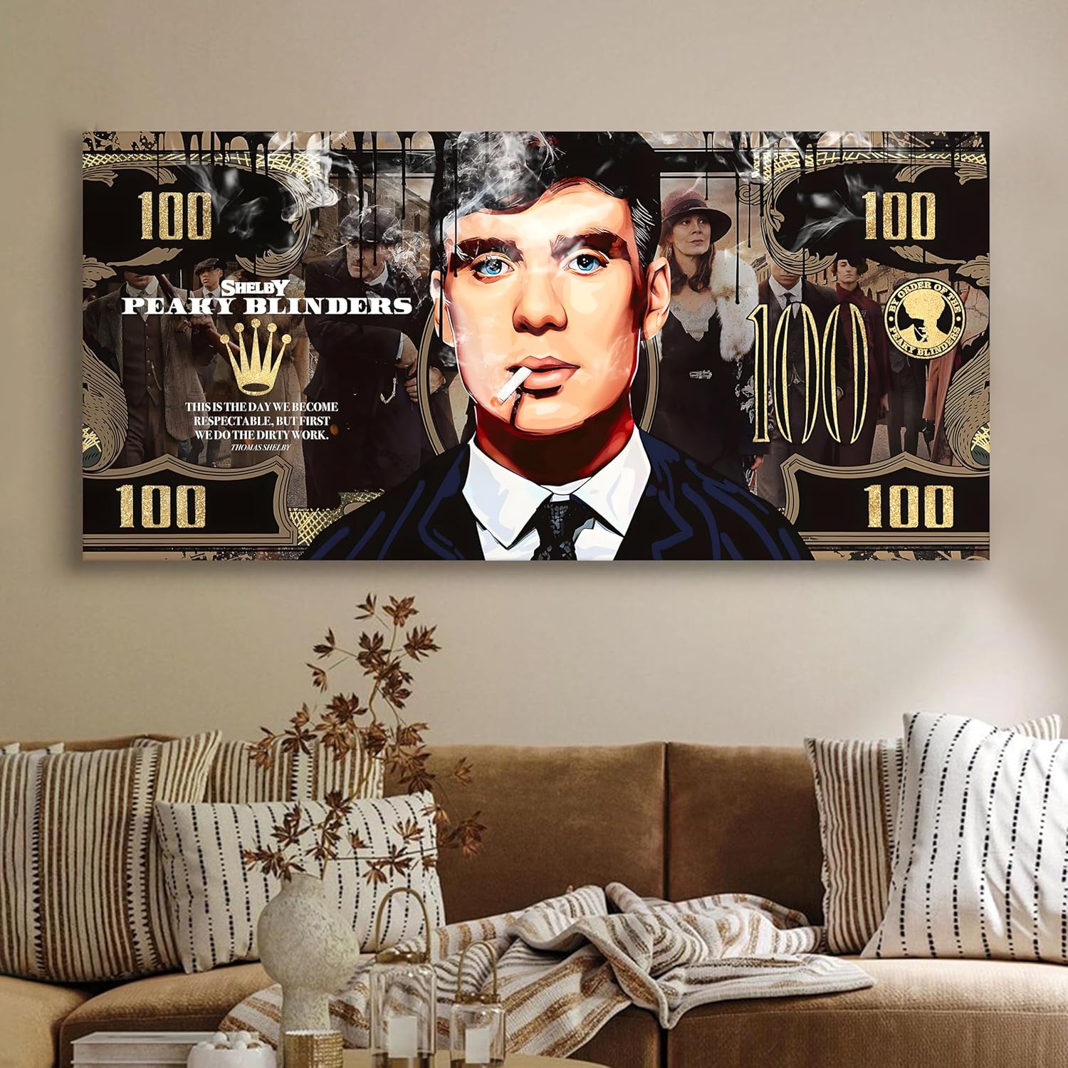 Paintingmantra Gangster Portrait Pop Art Canvas Wall Painting Decor 22x46 Inch - Art Street