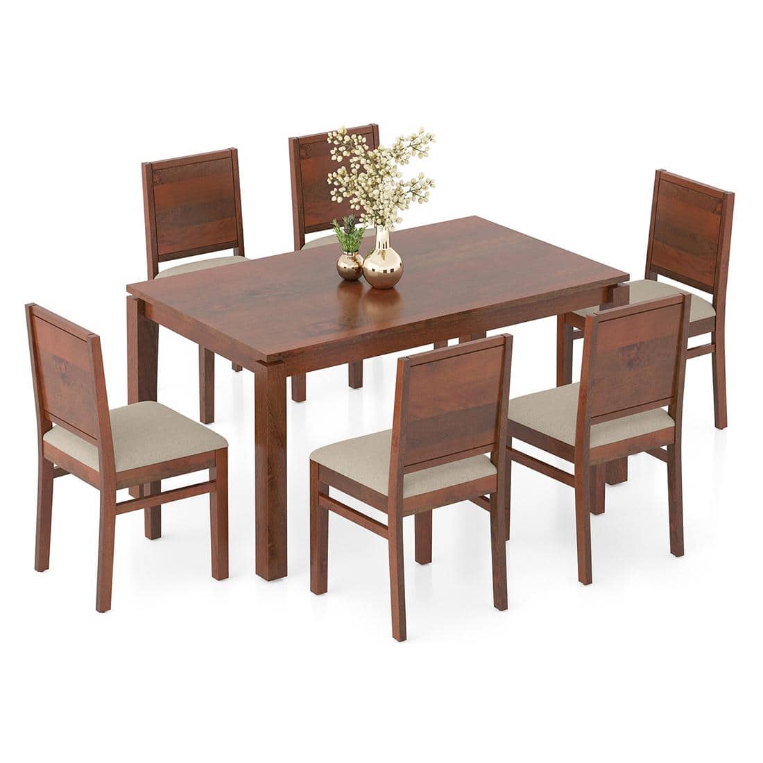 Atlas Solid Wood 6 Seater Compact Dining Table With Atlas Dining Chairs
