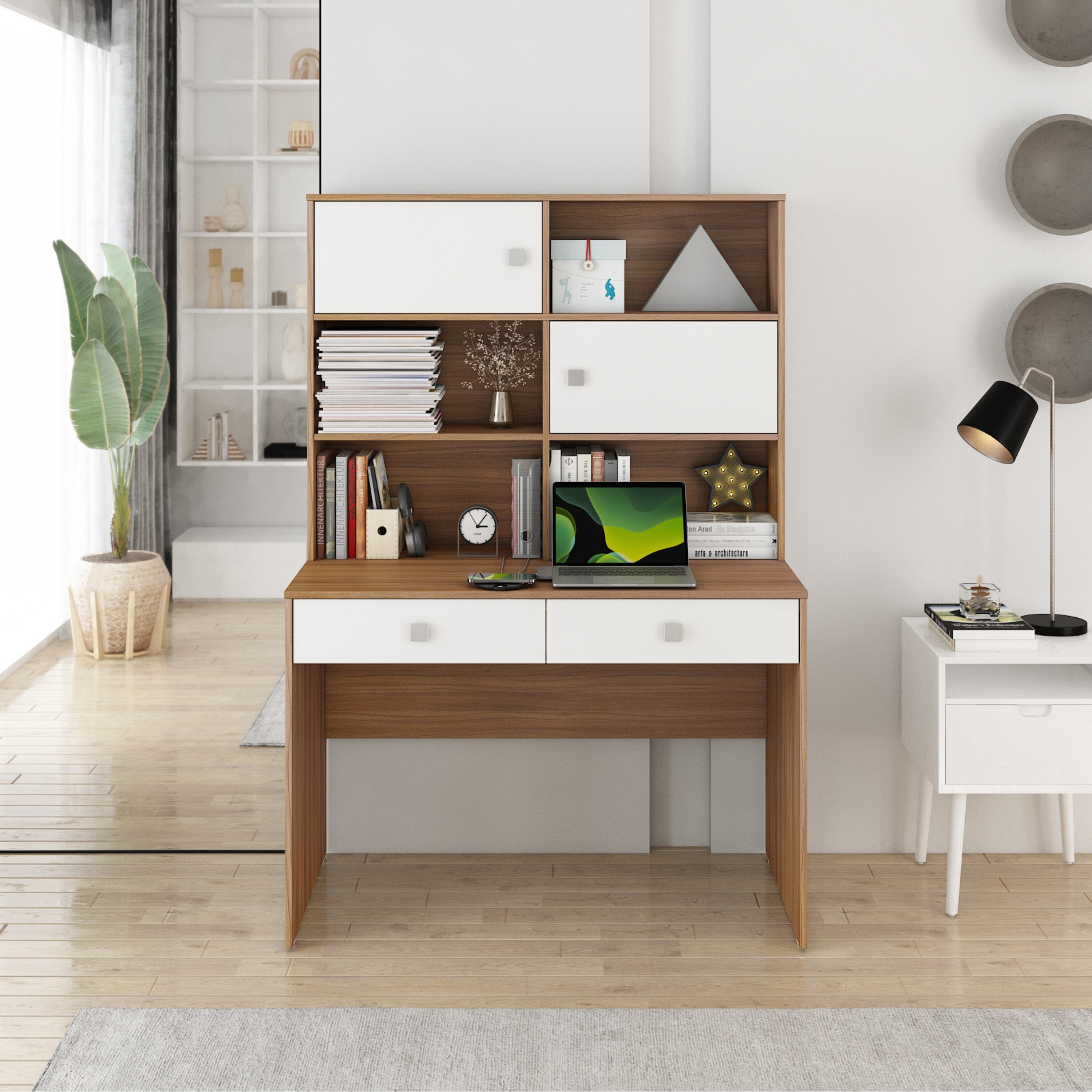 Albert Study Table Exotic Teak & Frosty White