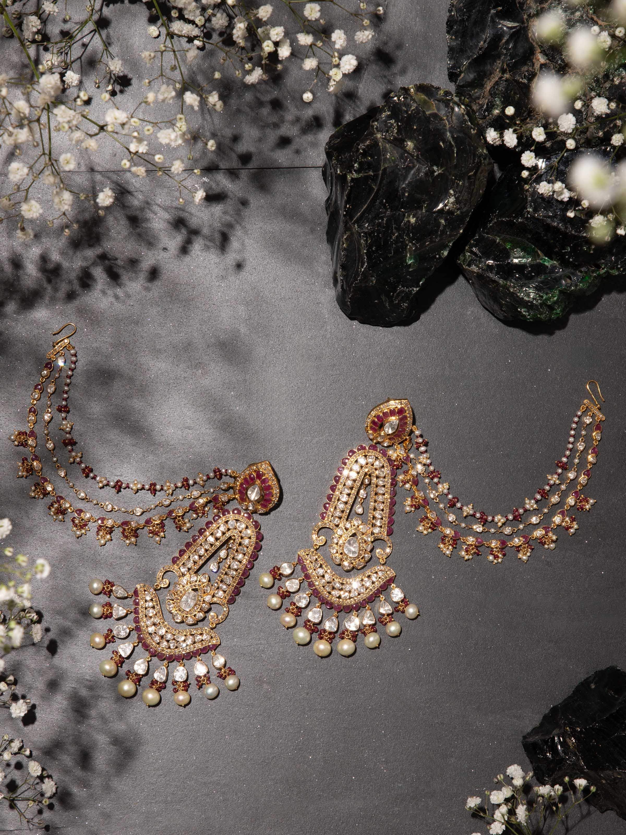 Dank Polki 14 Karat Gold Chandbalis