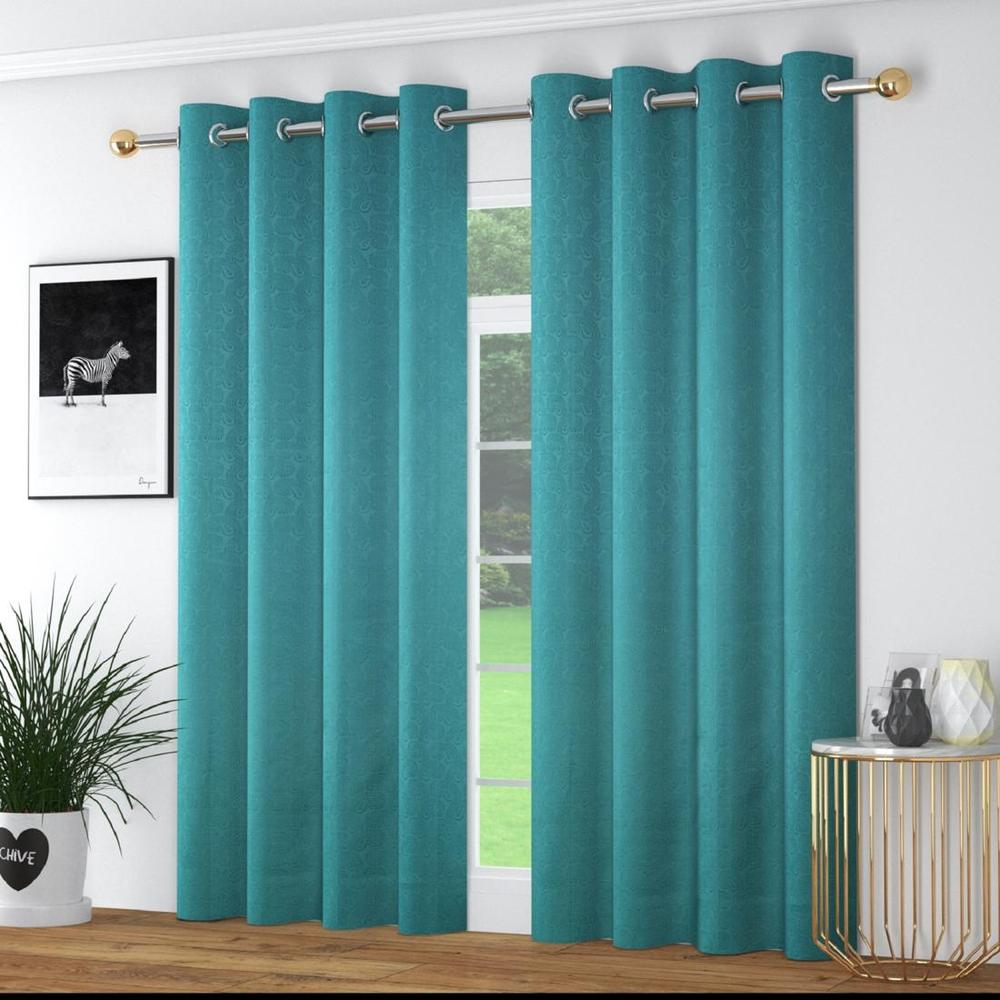 Floral Emboss Pack of 2 Blackout Window Curtains - Aaho Decor