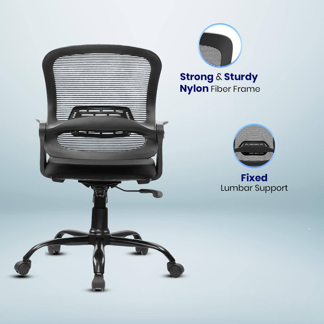 Elva Mid Back Mesh Office Chair in Black Color