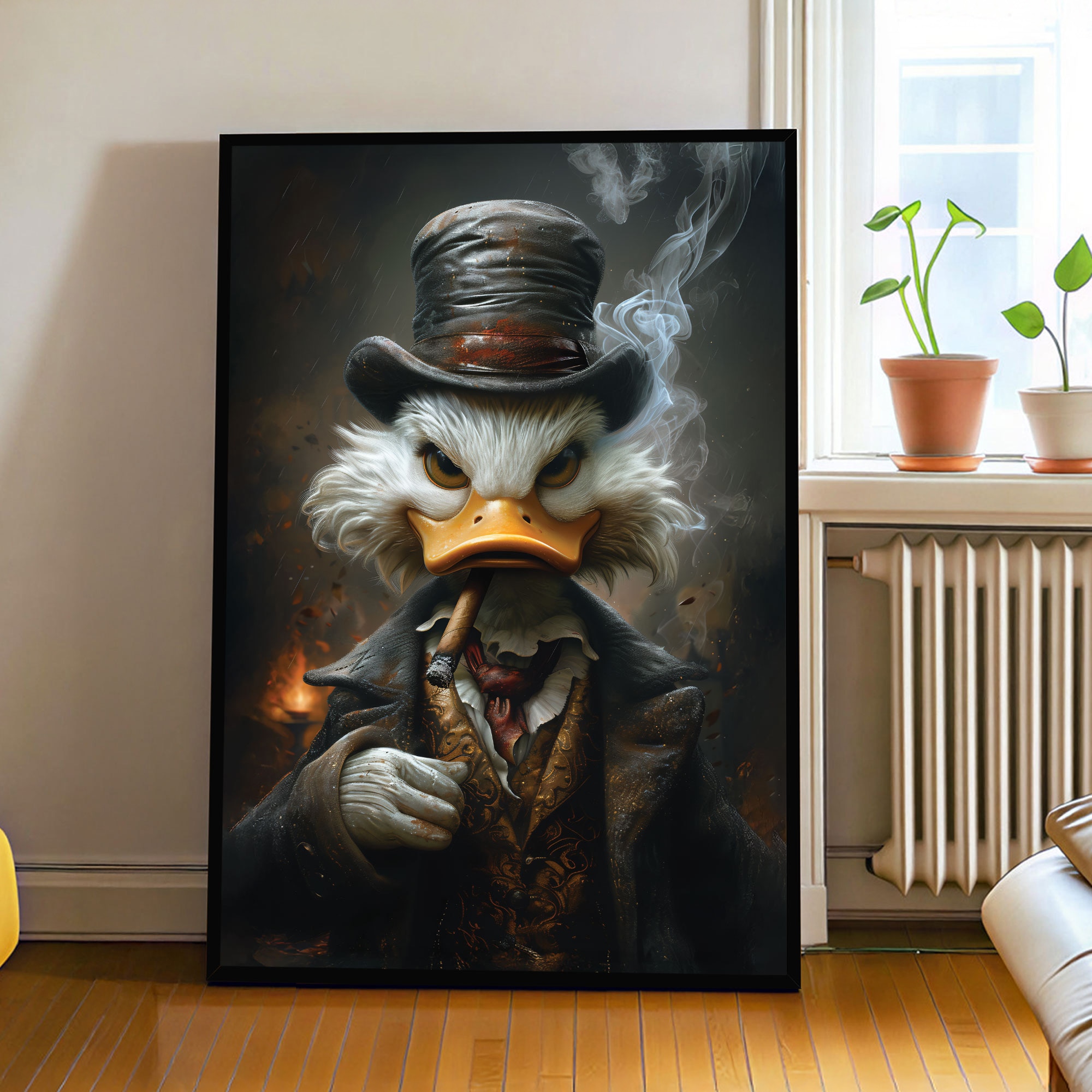 The Castle Decor Vintage Wealth Duck Wall Art Framed Painting 20x30 Inch - The Castle Decor