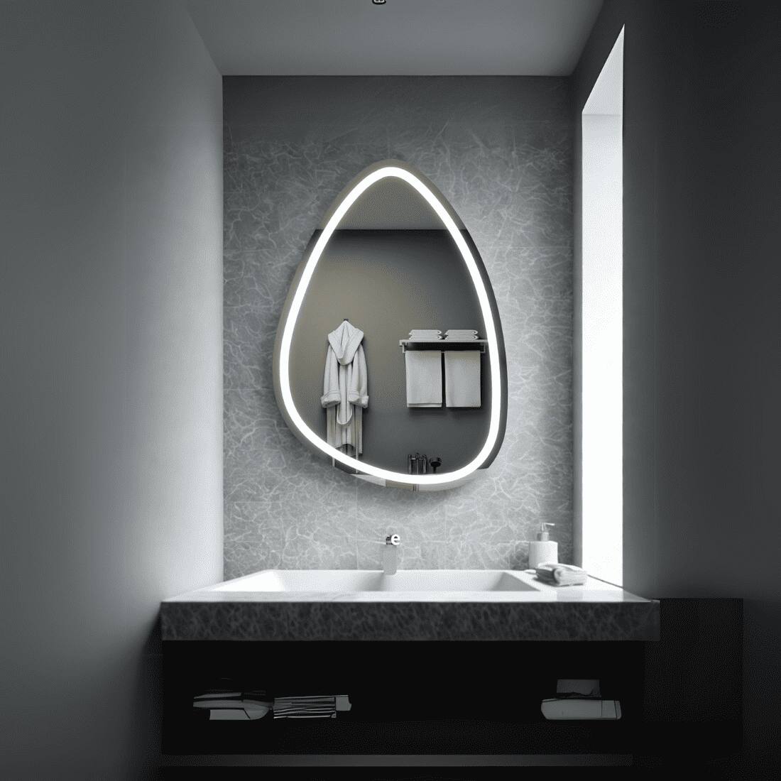 LED Water Drop Mirror with Double Touch and Defogging Feature - Modern Illuminated Mirror