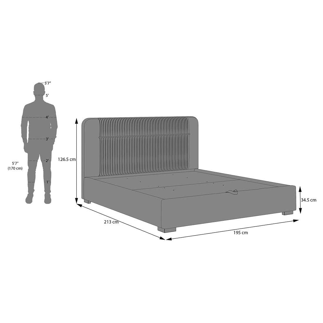 Milan Engineered Wood King Size Bed with Hydraulic Storage in Mocha Mouse Velvet Colour