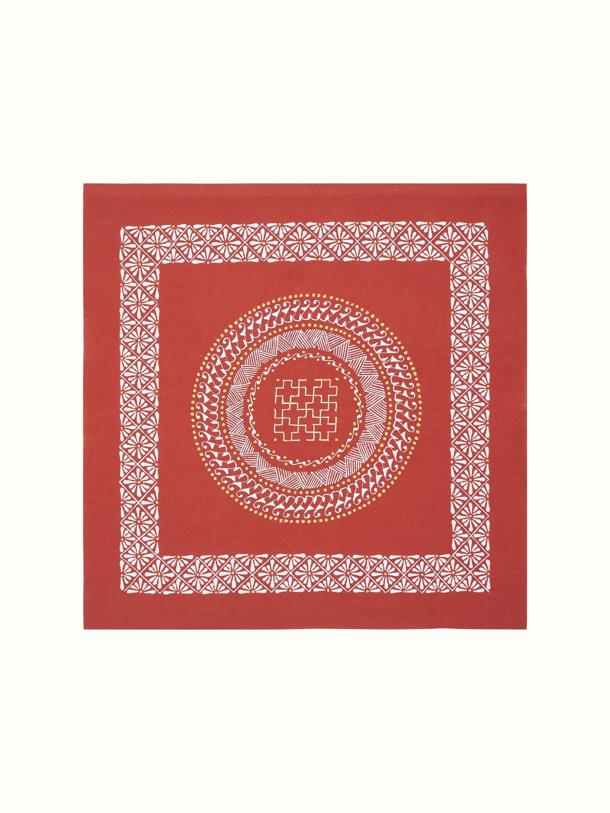 Aipan Nau Bindu Ka Swastik mandala painting with vibrant colors and traditional design.