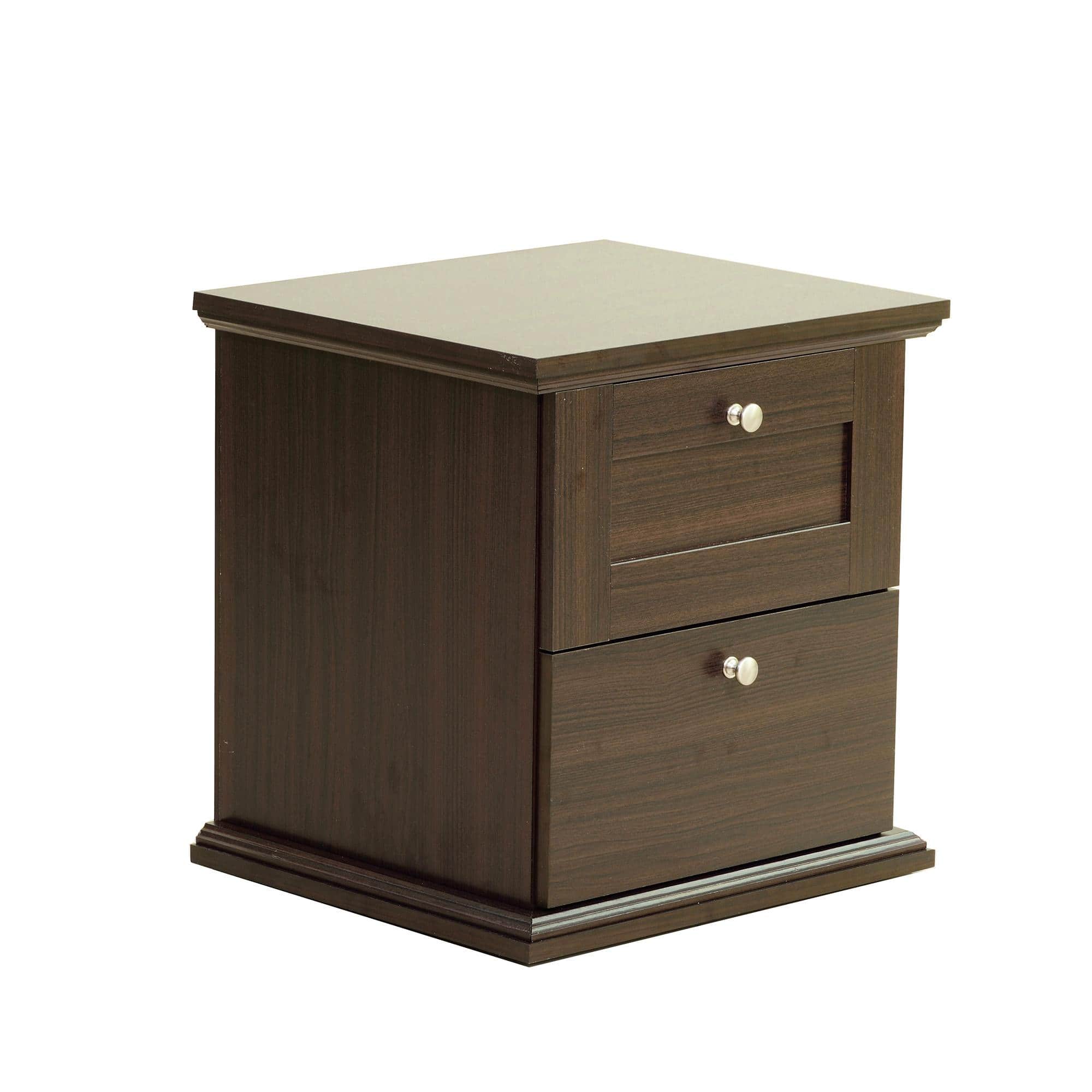 Taro Engineered Wood Bedside Table In Walnut Finish