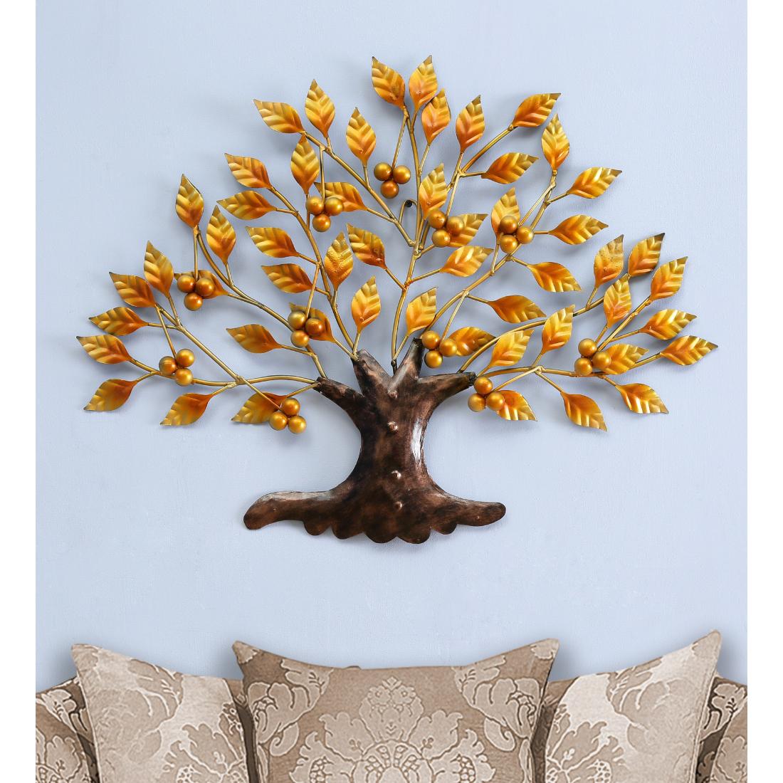 Desert Art Metal Handpainted Golden Grape Tree Wall Hanging-image-12