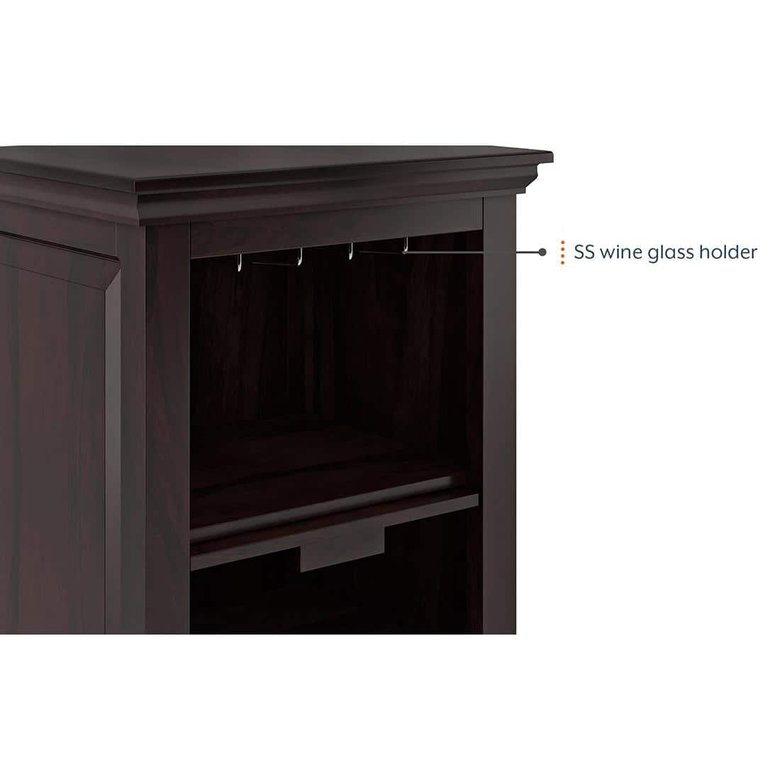 Mateo Solid Wood Bar Cabinet in Mahogany Finish