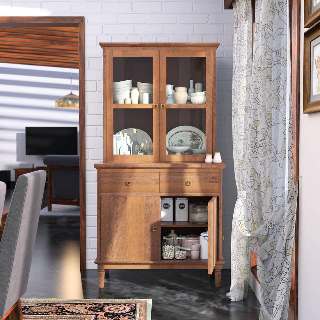 Malabar Solid Wood Sideboard in Amber Walnut Finish