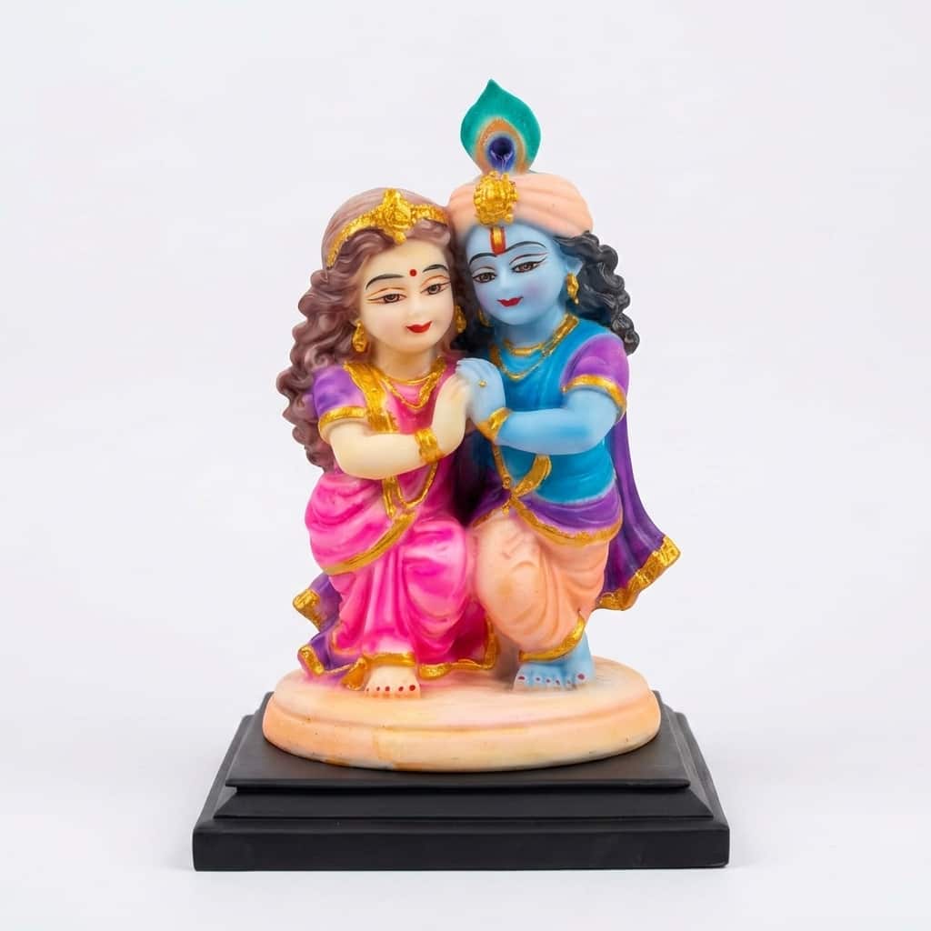 Devotional Eternal Radha Krishna Statue in Multicolor Colour - Vedas