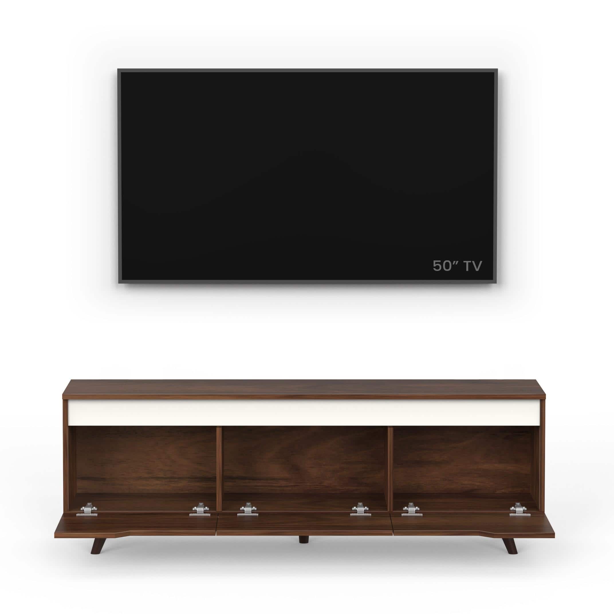 Blesky Mini Engineering Wood Floor Standing Tv Entertainment In Brown Maple Finish