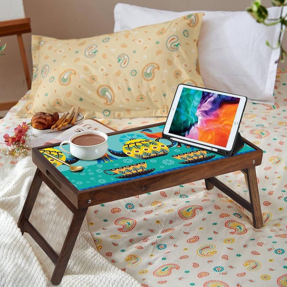 Globally Indian Solid Wood Bookshelf and Serving Tray In Multicolour