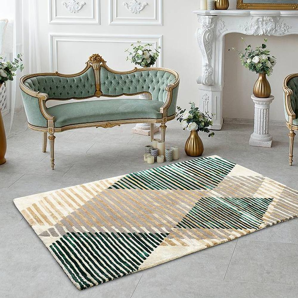 Haisley Green Abstract Natural Fiber 20x15 inches Carpet