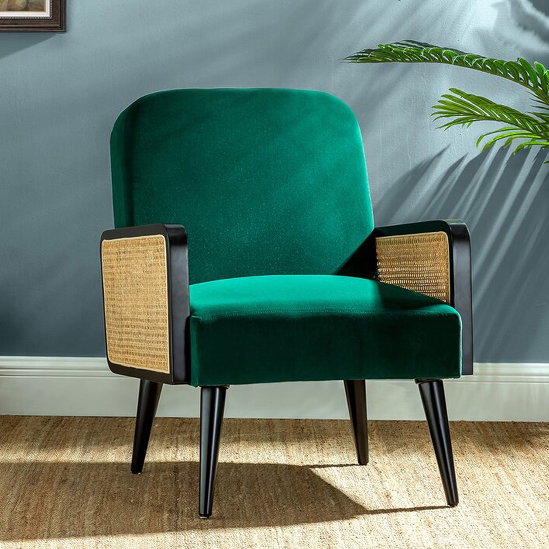 Haden Solid Wood Accent Chair in Dark Green Colour - Home Lifestylez