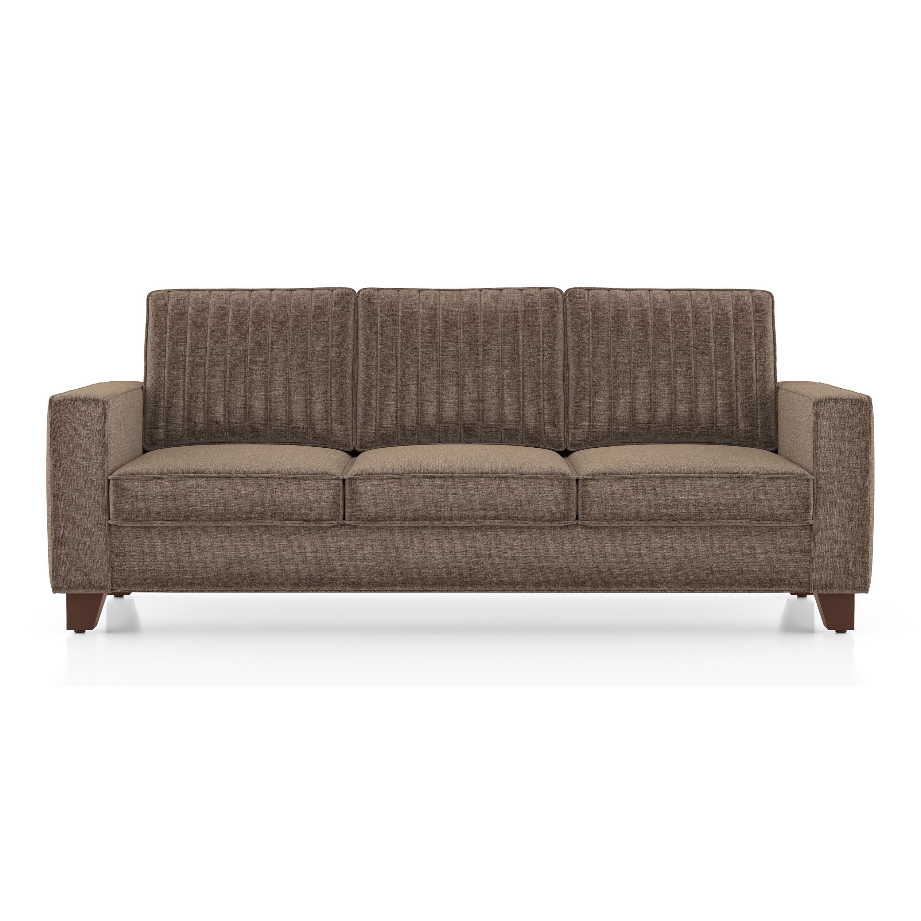 Apollo Neo 3 Seater Fabric Sofa in Mocha Brown Colour (Back Height : Regular, Cushion Type : Hard)