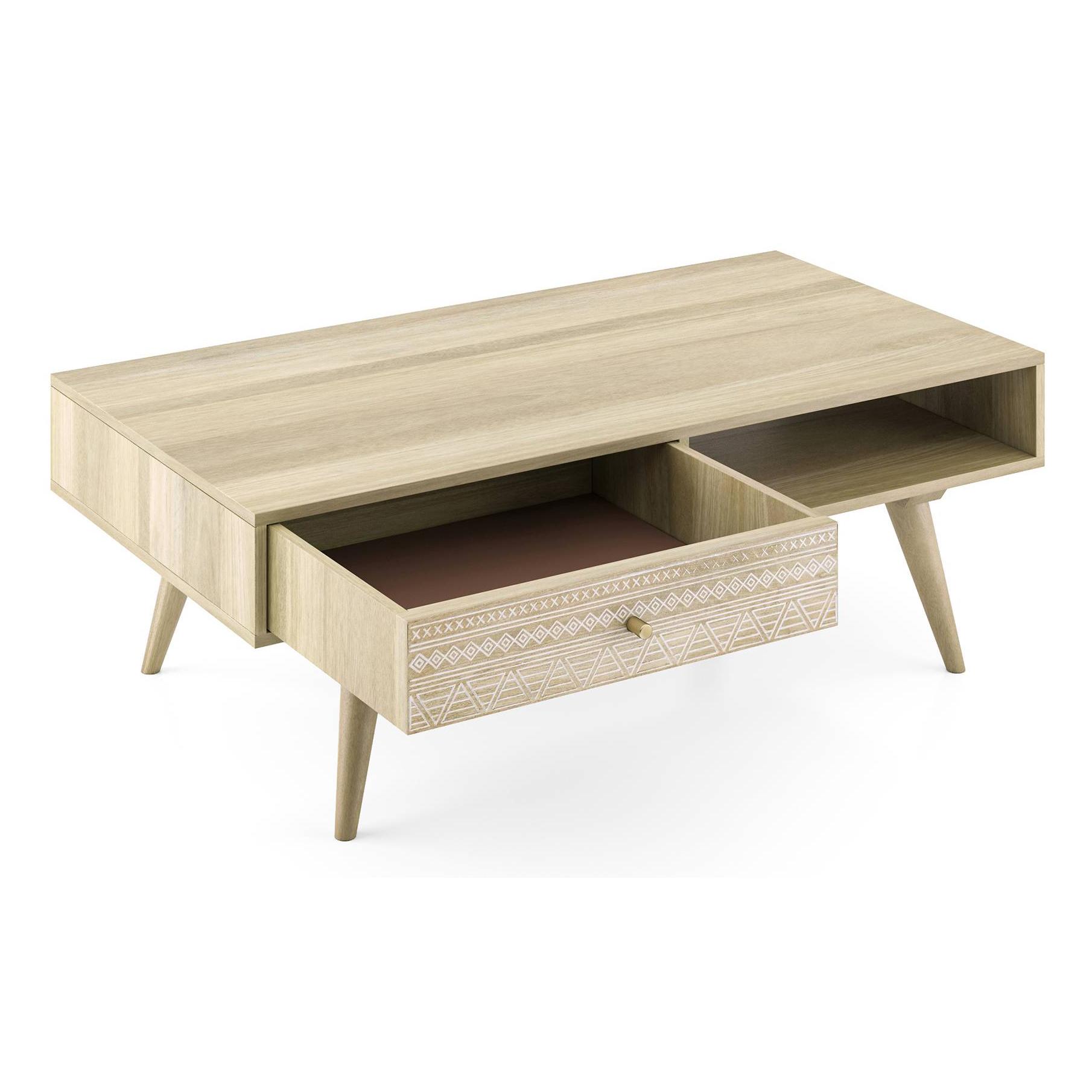 Ivara Rectangular Solid Wood Coffee Table In Natural Finish