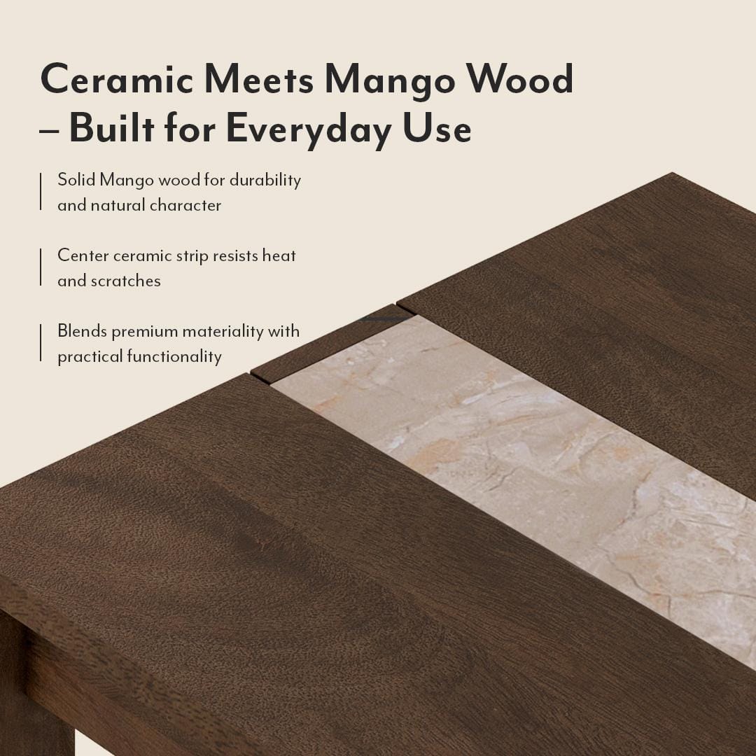 Atlas Crest Storage Solid Wood 6 Seater Dining Table In Danish Walnut Finish