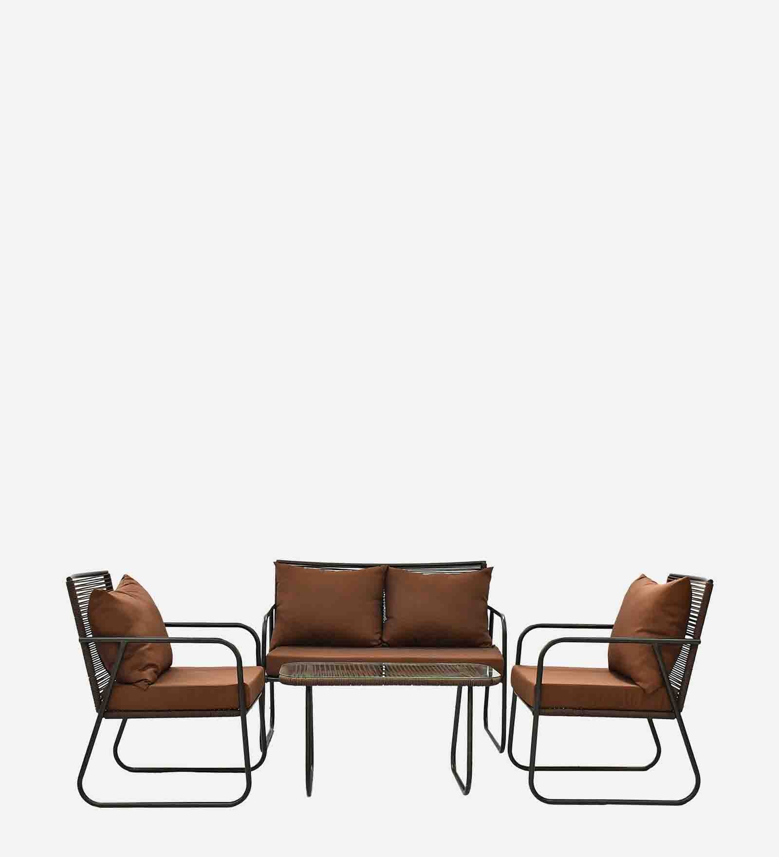 Bardelona 2+1+1 Seater Rope Sofa Set in Brown Finish
