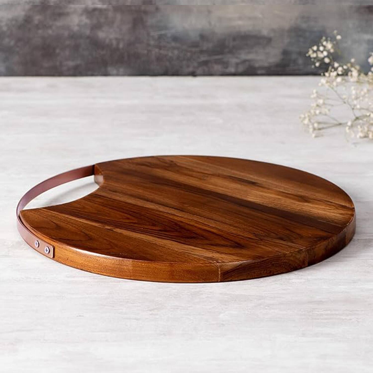 Inseparables Teak Wood Serving Platter Copper