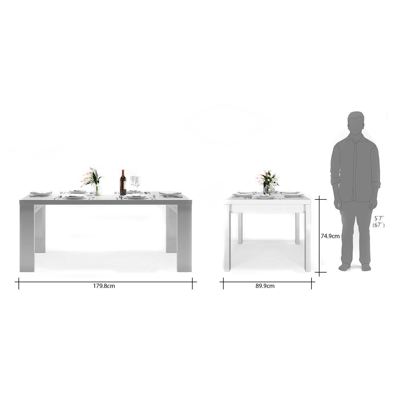 Kariba Engineered Wood Seater Dining Table In White High Gloss Finish