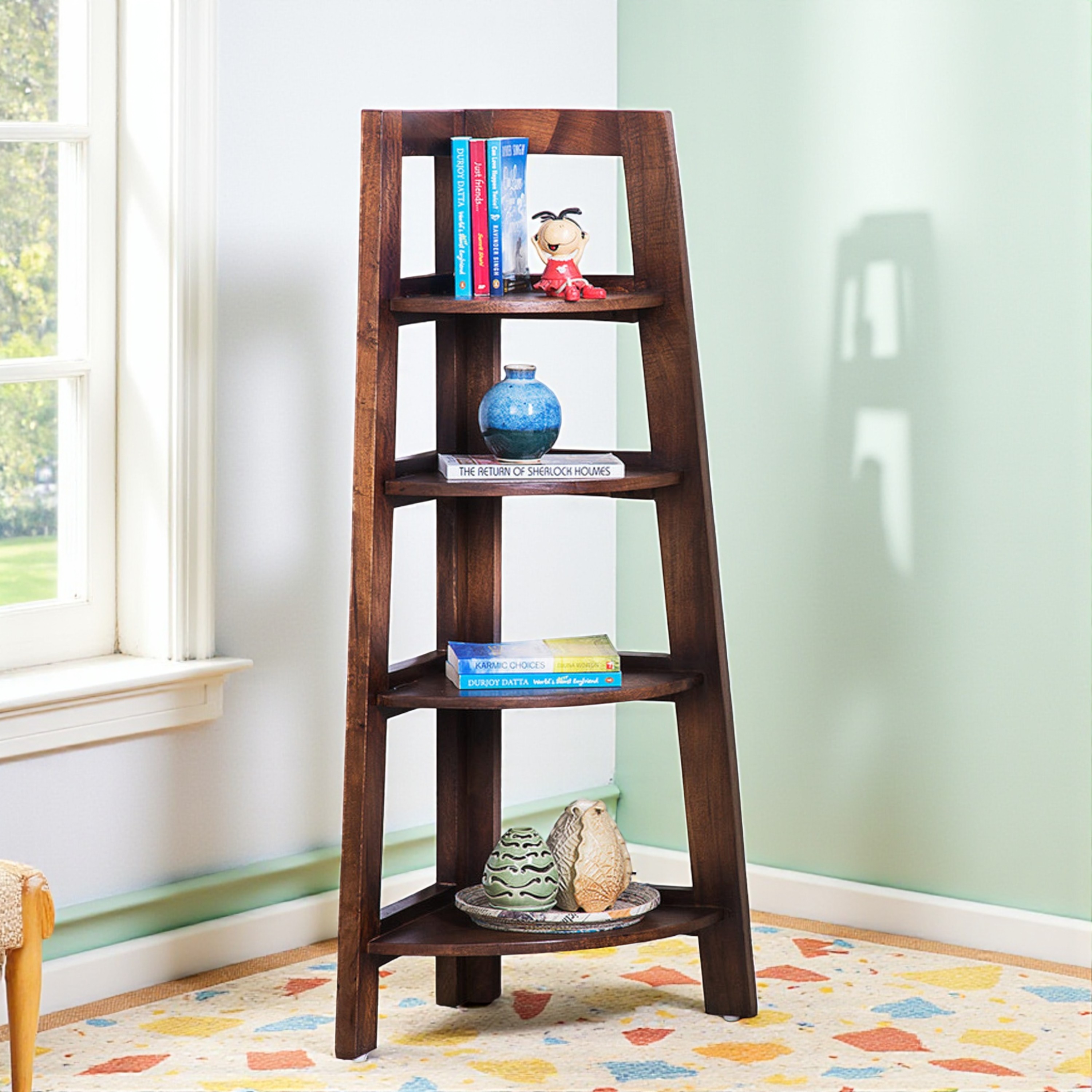 Ikiriya Sheesham Wood Accent Book Shelf Showcases in Provisional Teak Finish