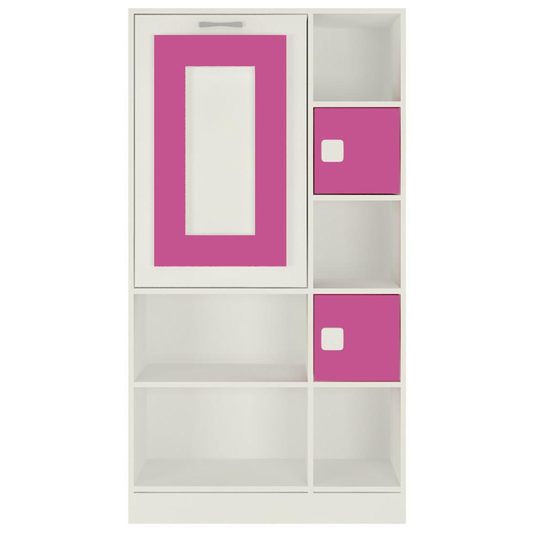 Aura Kids Folding Study Desk cum Large Bookshelf in Barbie Pink Colour