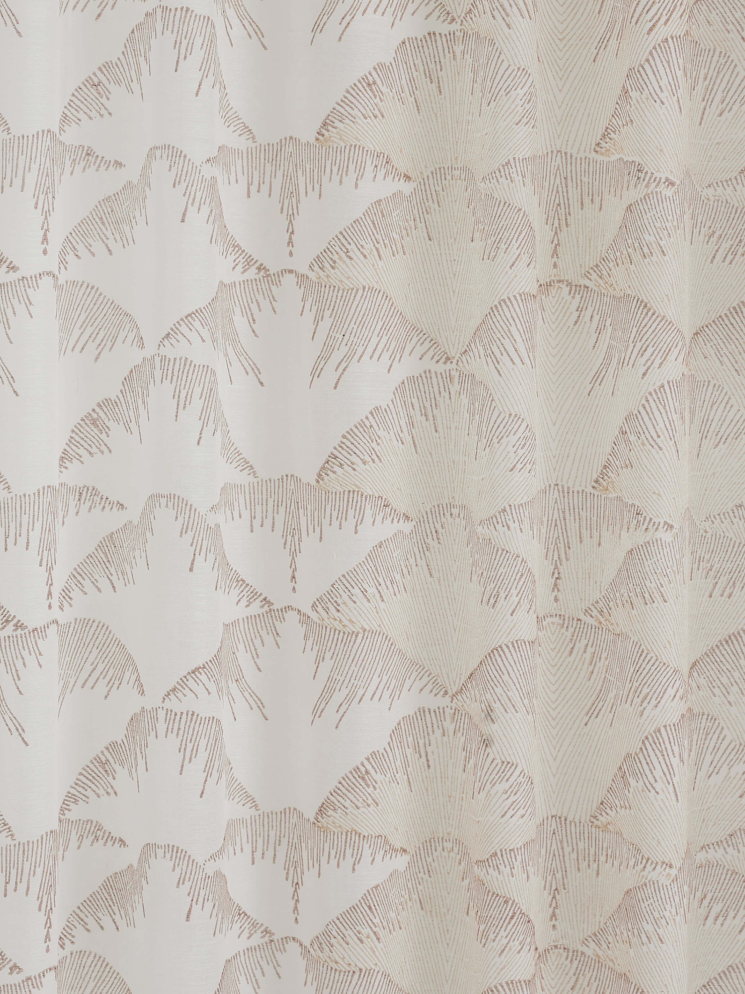 Parvat Beige Cotton Silk Sanganeri Hand Block Printed Curtain, Long Door (9 Ft)