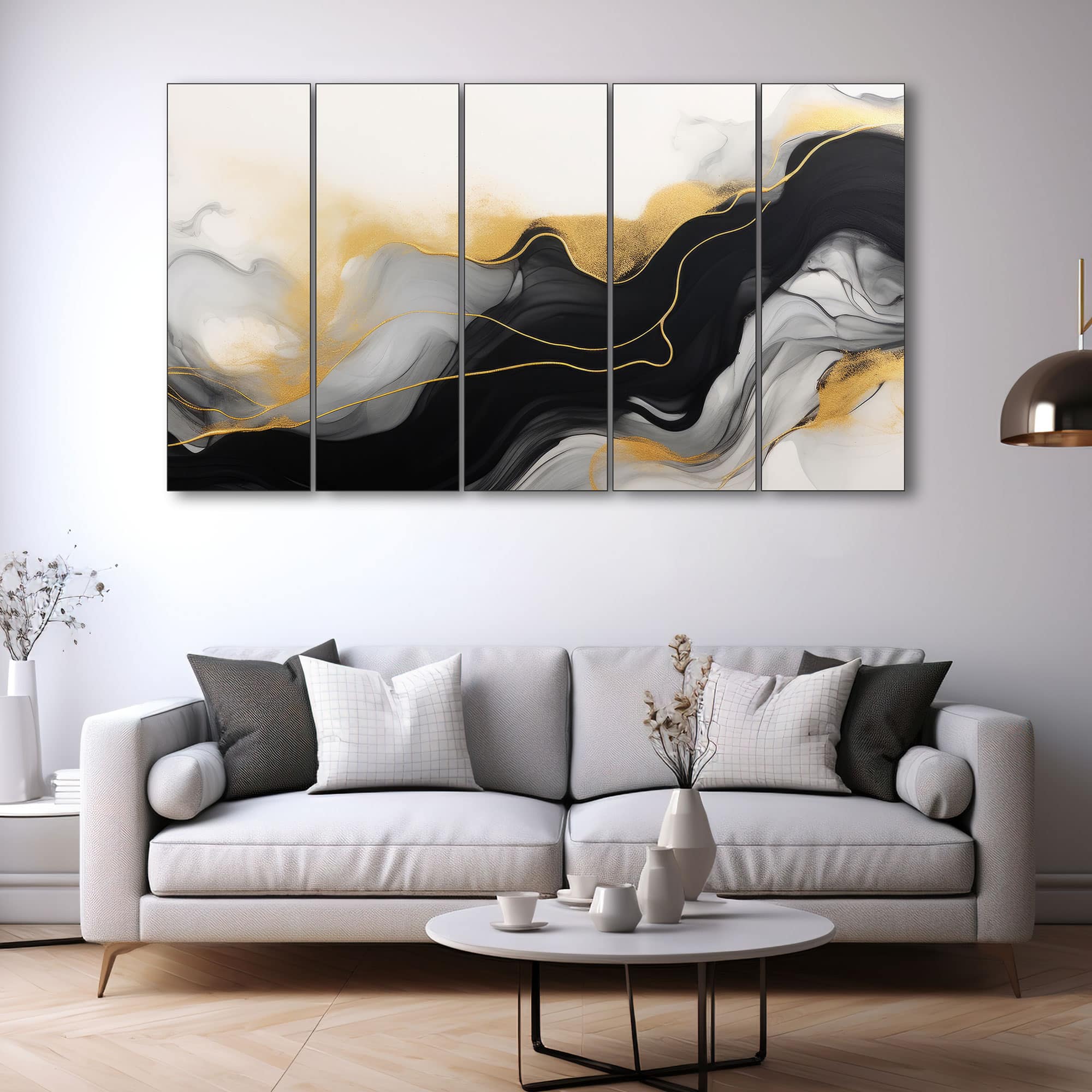 The Castle Decor Marble Abstract Art Wall Painting Wooden Framed Painting 27x48 Inch Style 3 - The Castle Decor