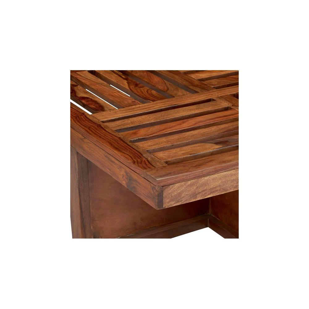 Palladio Sheesham Wood Accent Coffee Table Set With 4 Stools In Natural Teak Finish