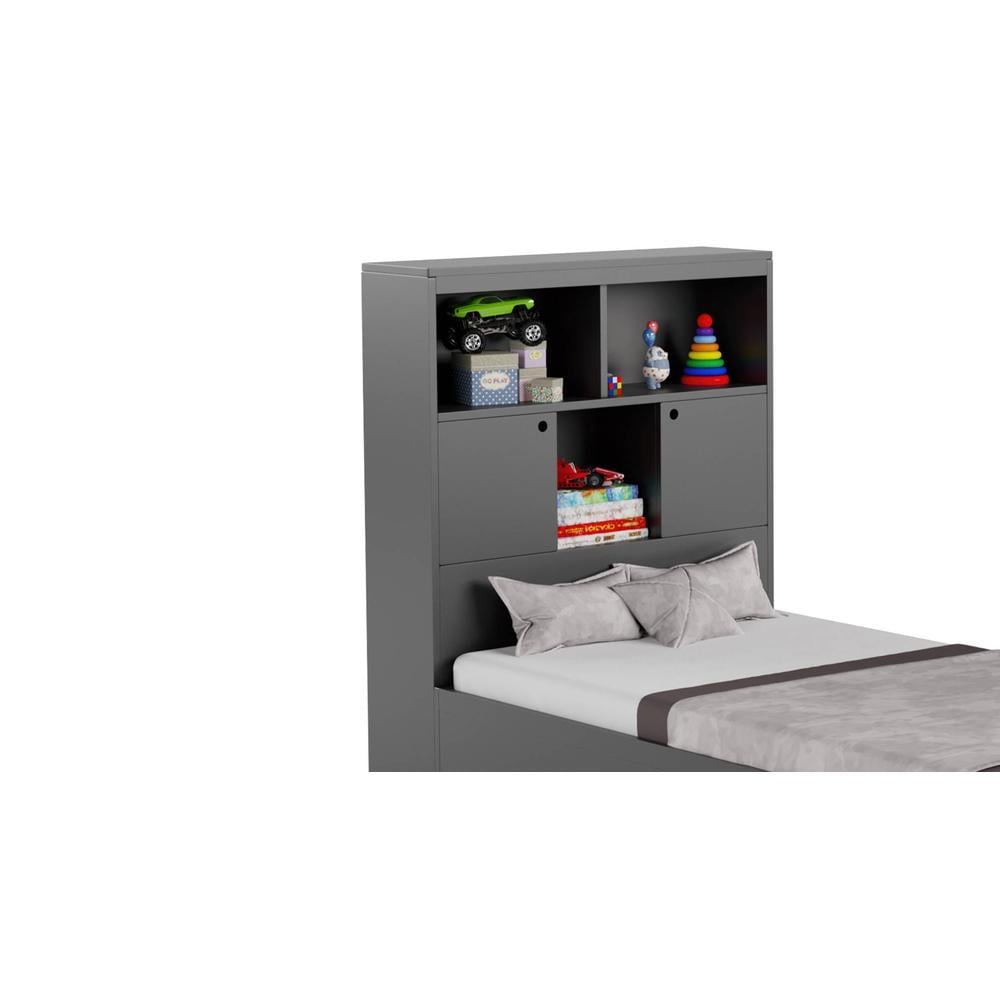 Ironhide Engineered Wood Box Storage Bed in Grey Colour