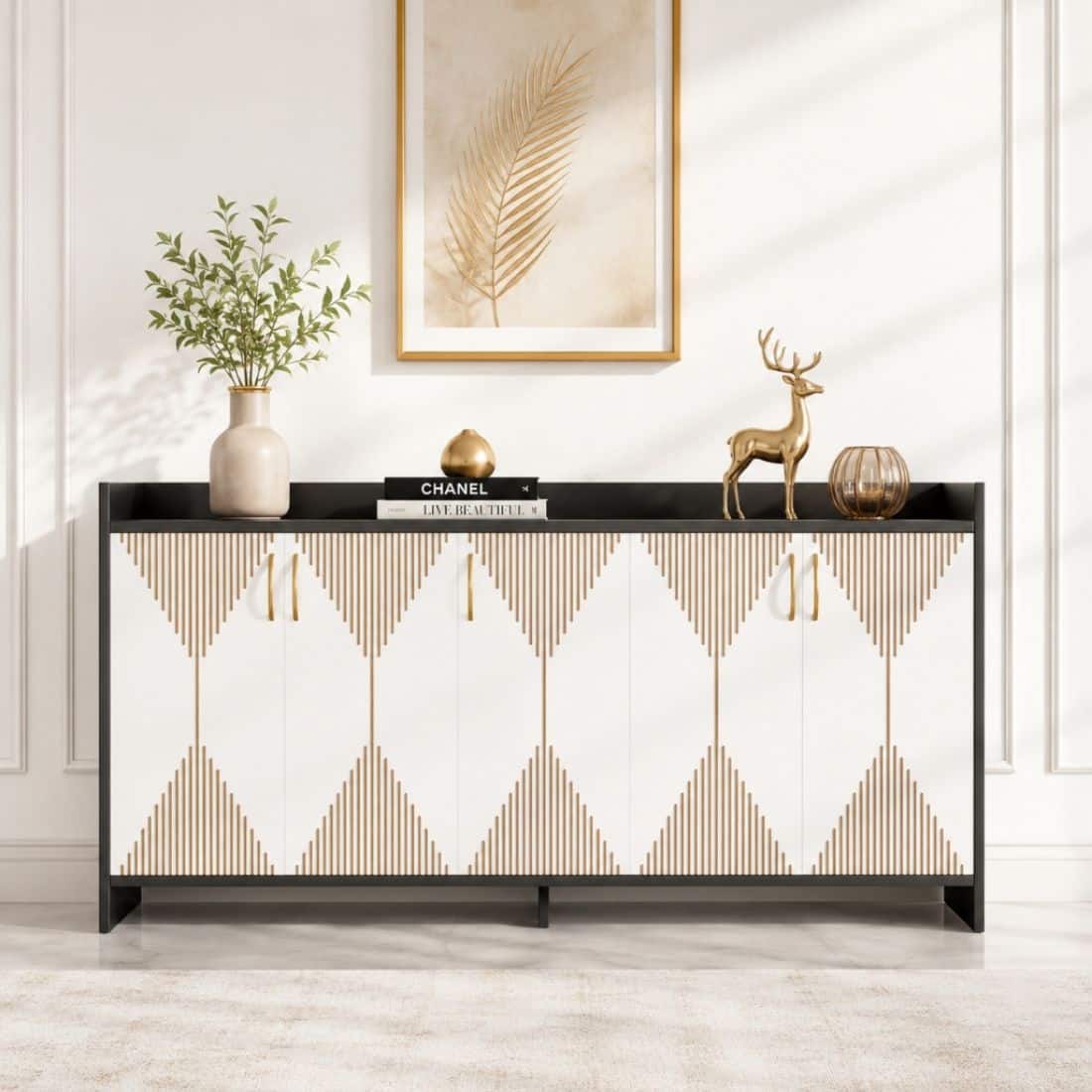 Spydercraft Meko Modern Console Table in Black & White Finish