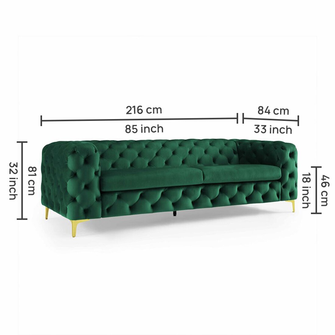 Cherish Fabric Sofa - Green