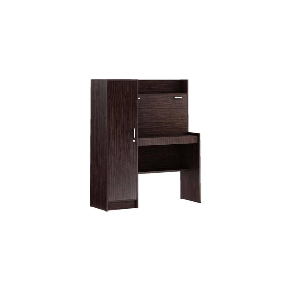 Nakamura Study Table with Cabinet in Dark Brown Finish