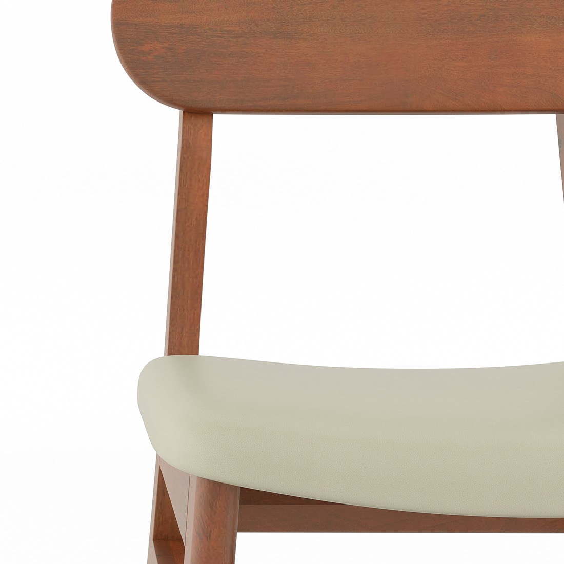 Lunar Solid Wood Dining Chair Set of 2 In Honey Finish With Ancient Ivory Cream Leatherette Colour