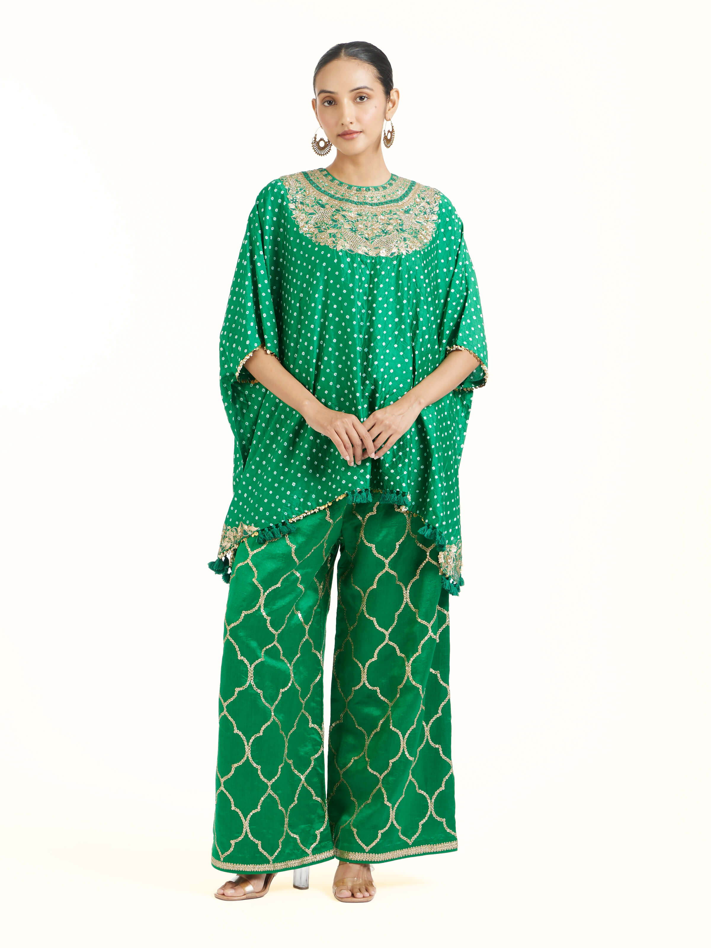 Emerald Green Silk Hand Embroidery Co-Ord Set