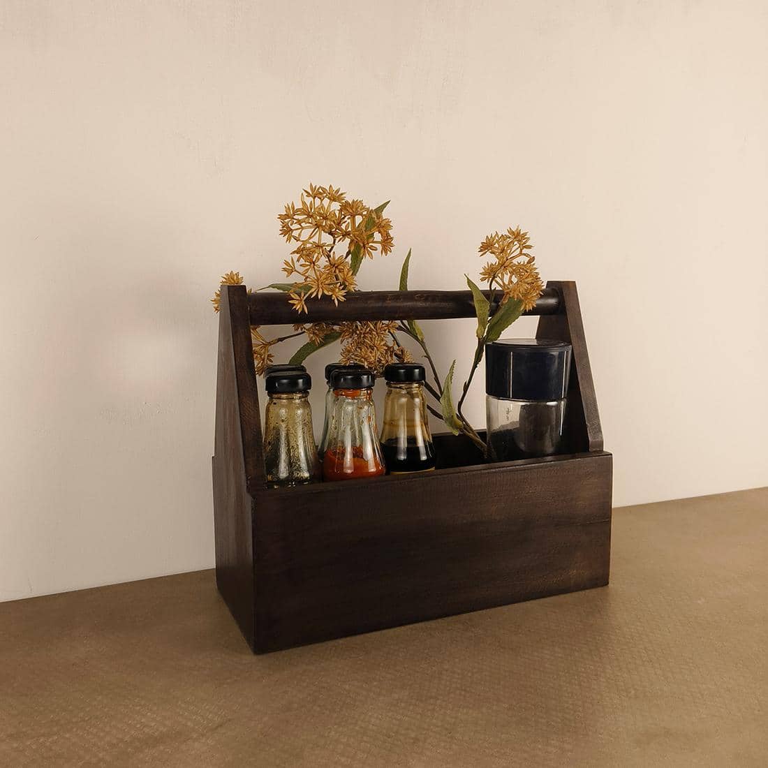 Emily Wooden Bottle & Cutlery Holder