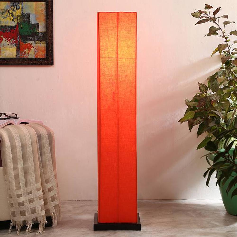 Claudette Orange Cotton Shade Floor Lamp