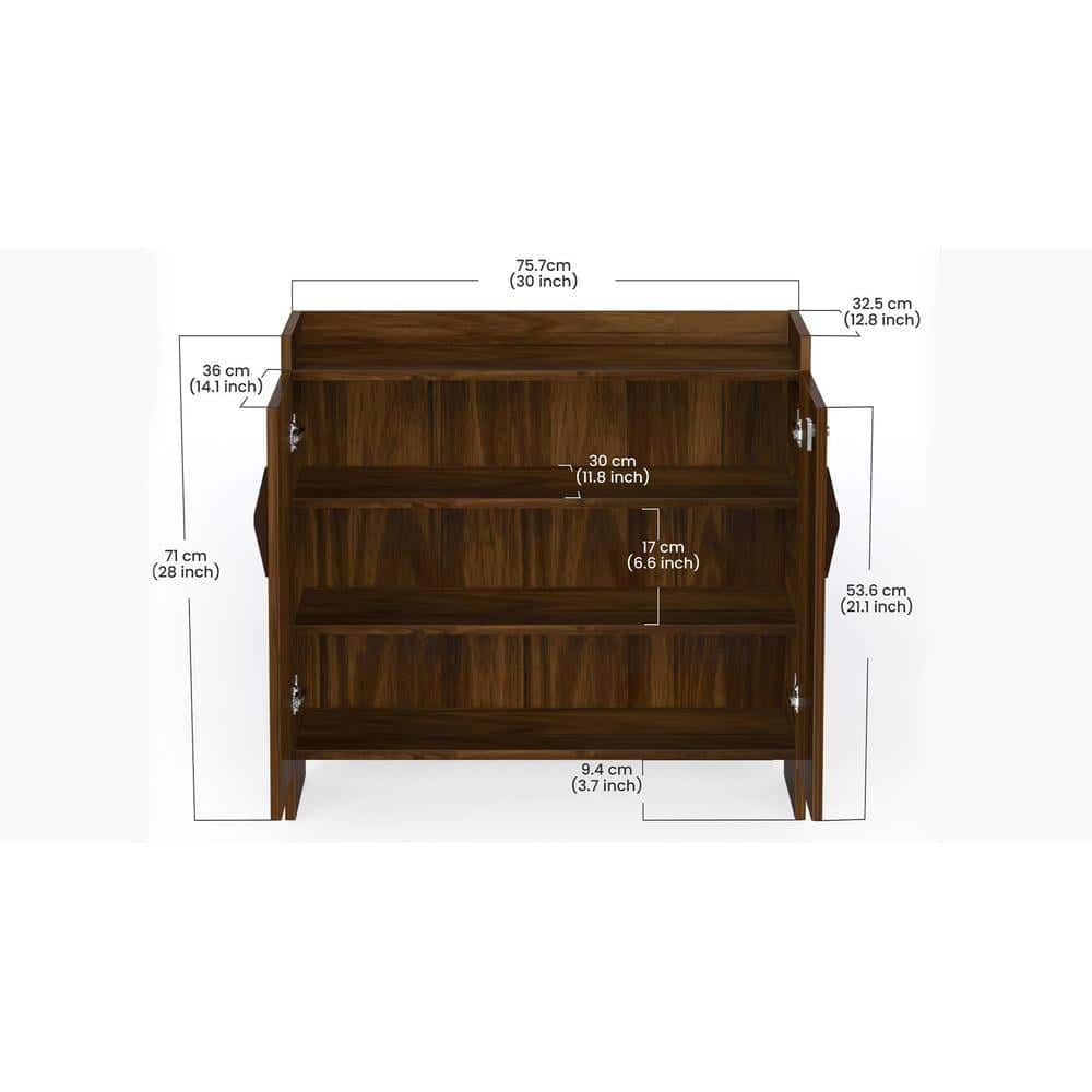 Brooklyn Engineered Wood Shoe Cabinet with Brown Maple finish