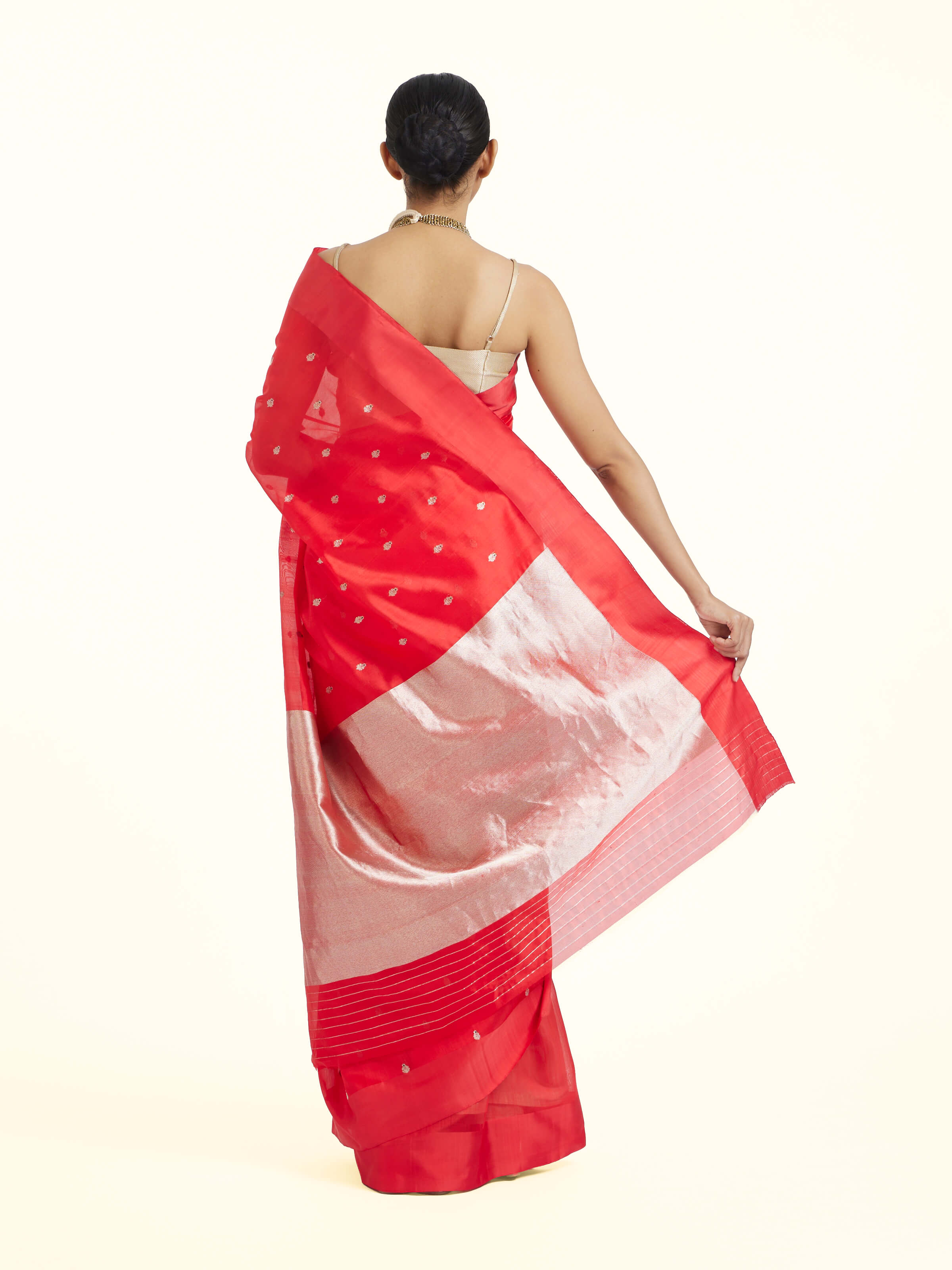 Red Chanderi Aknaliya Saree