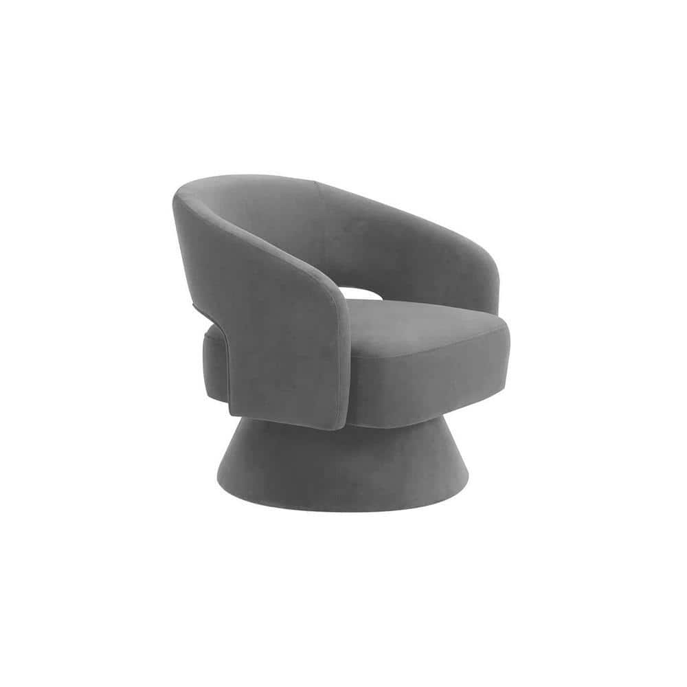 Aracell Swivel Solid Wood Round Chair in Grey Colour