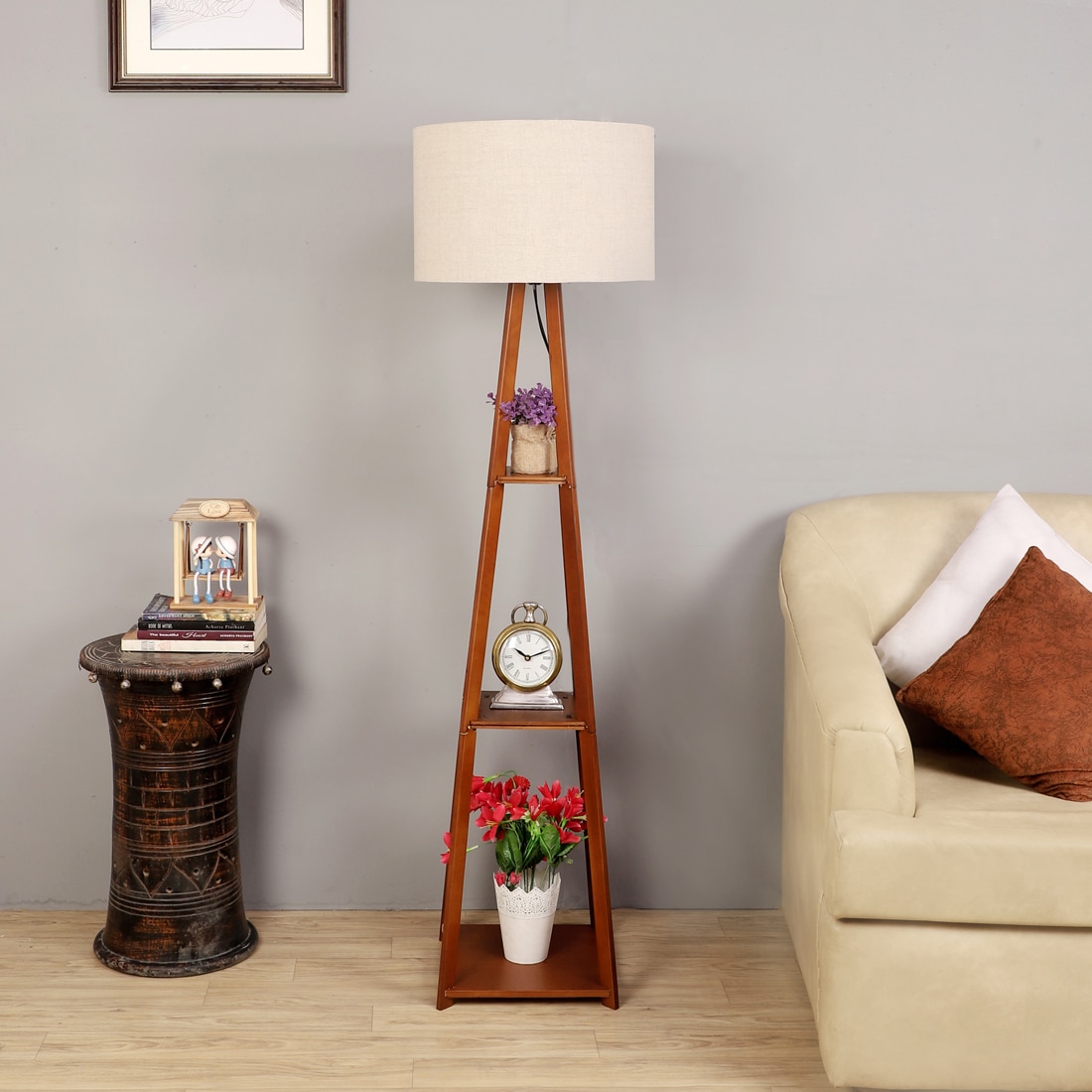 Theoren Beige Jute Shade Floor Lamp