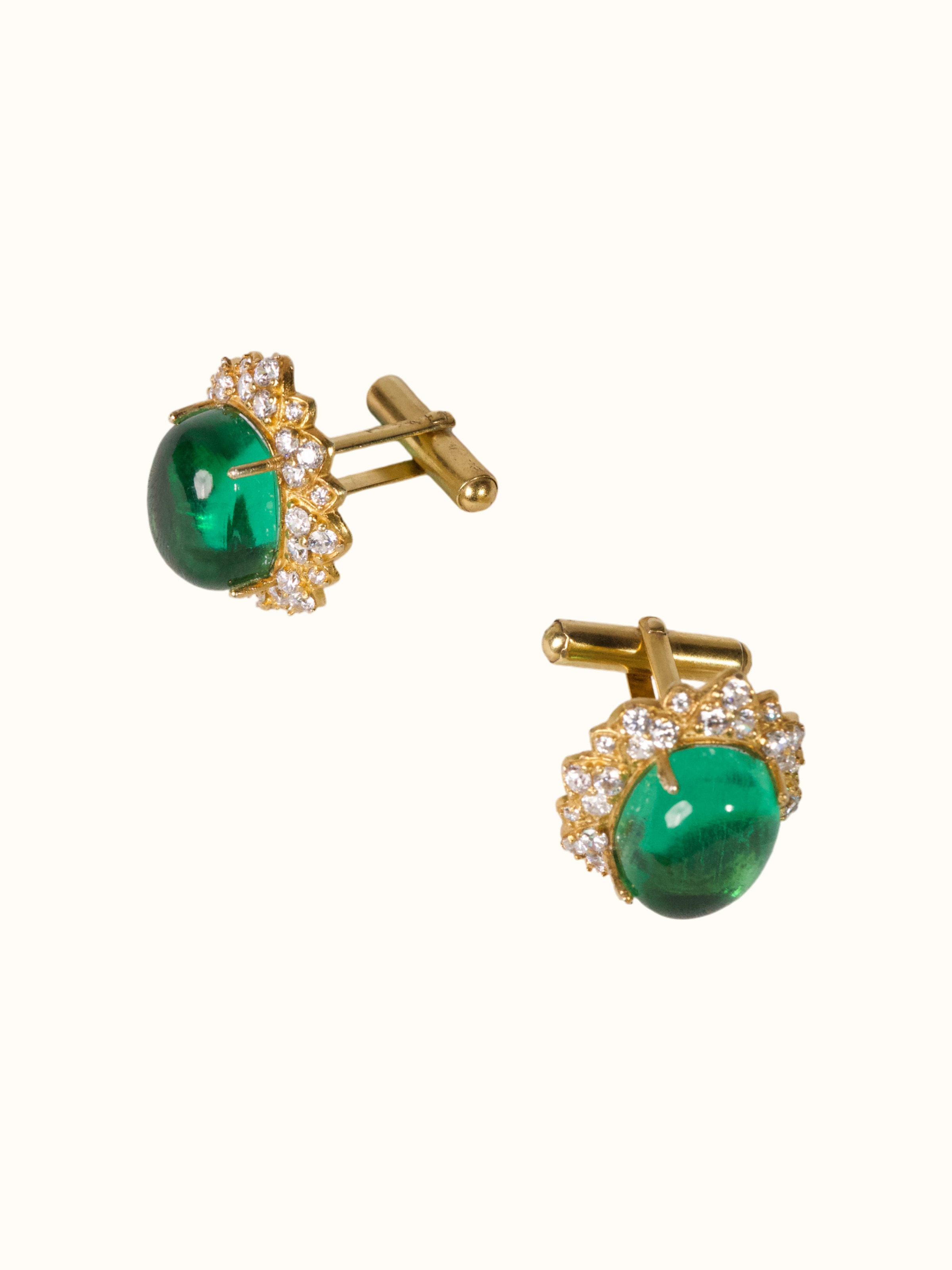 angled view of silver smithing gold plated cufflinks set
